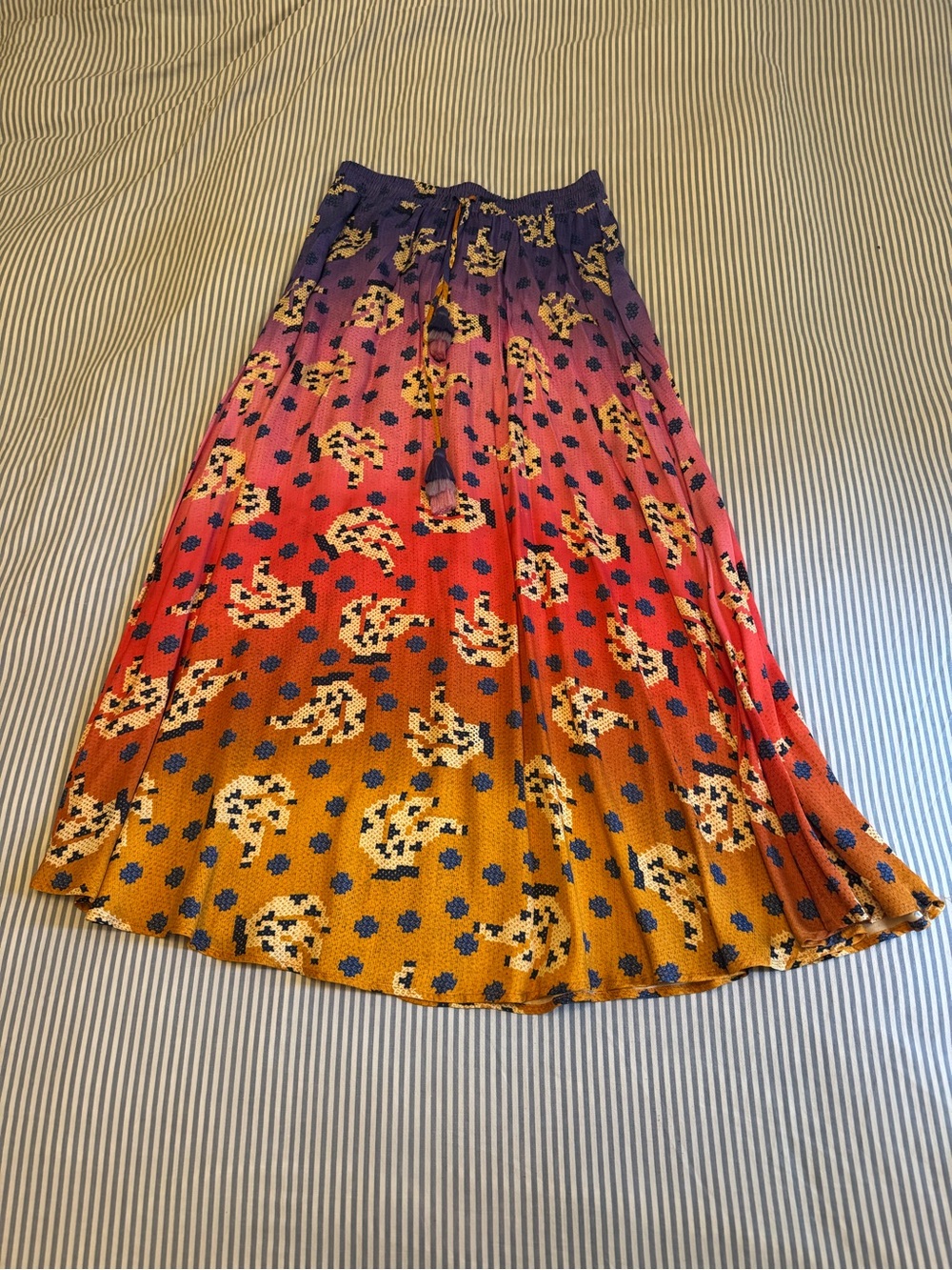 Farm Rio Multi-Color Ombre Floral Print Maxi Skirt